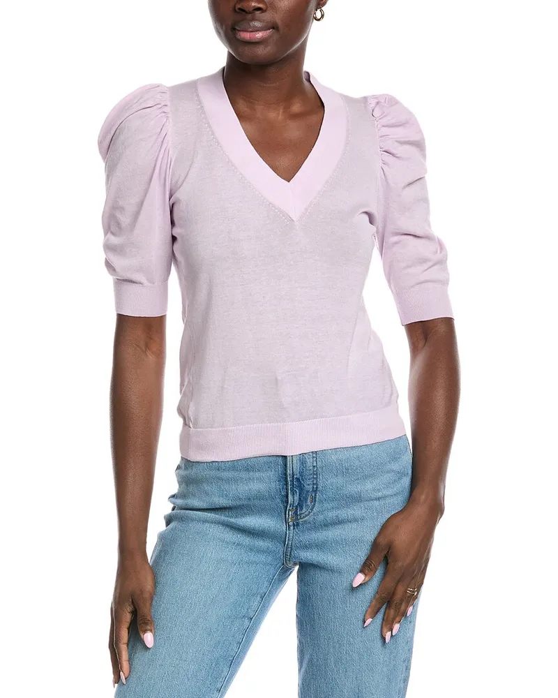 Autumn Cashmere Puff Sleeve Cashmere Sweater Purple