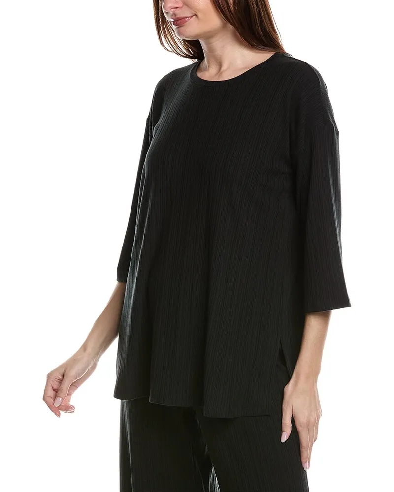 Eileen Fisher Variegated Rib Top Black