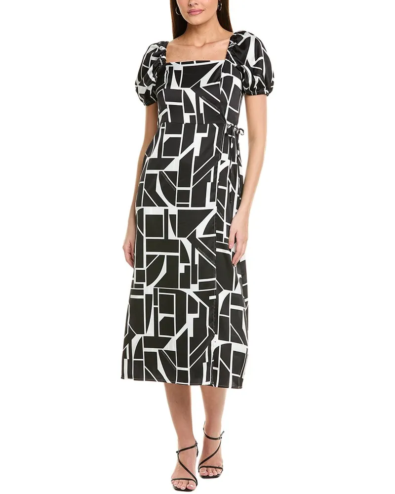 Karl Lagerfeld Puff Sleeve Faux Wrap Dress White