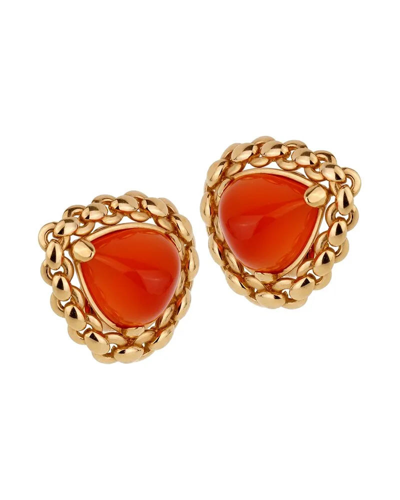 Hermès 18K Carnelian Sugarloaf Clip-On Earrings (Authentic Pre-Loved Nocolor