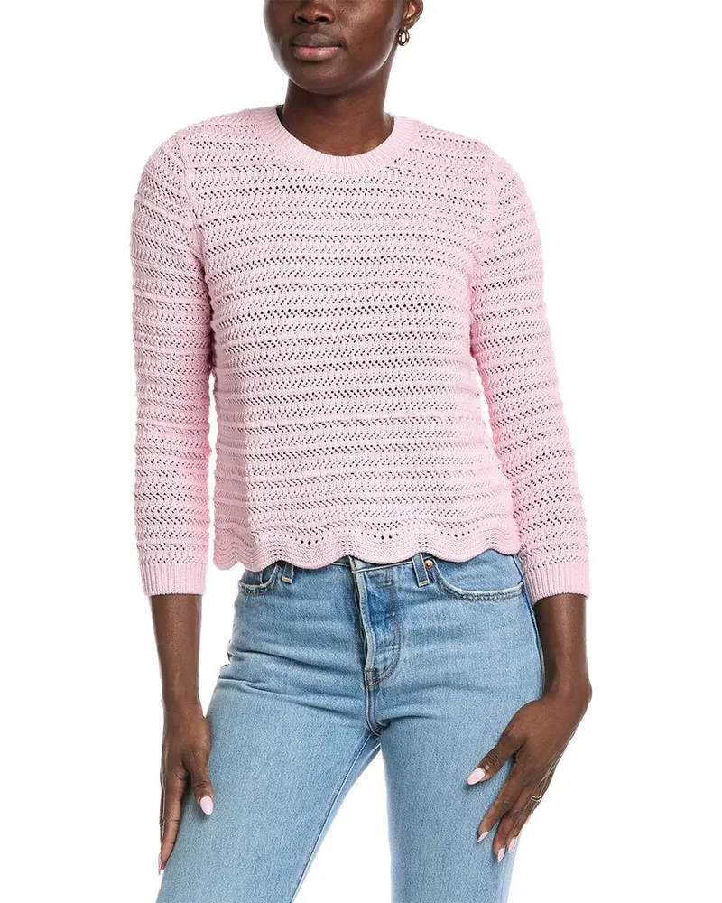 Autumn Cashmere Cotton by  Scallop Edge Sweater Green