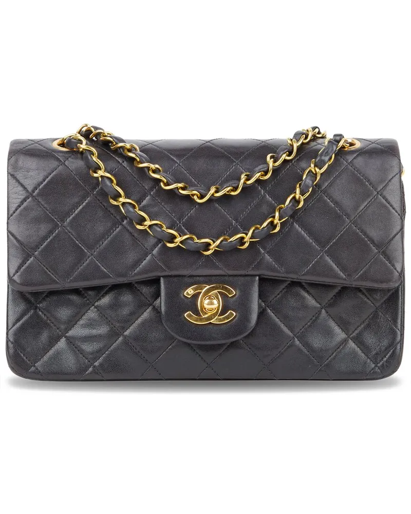 Chanel Black Quilted Lambskin Leather Small Classic Double Flap Bag (Authentic Pre-Loved Nocolor