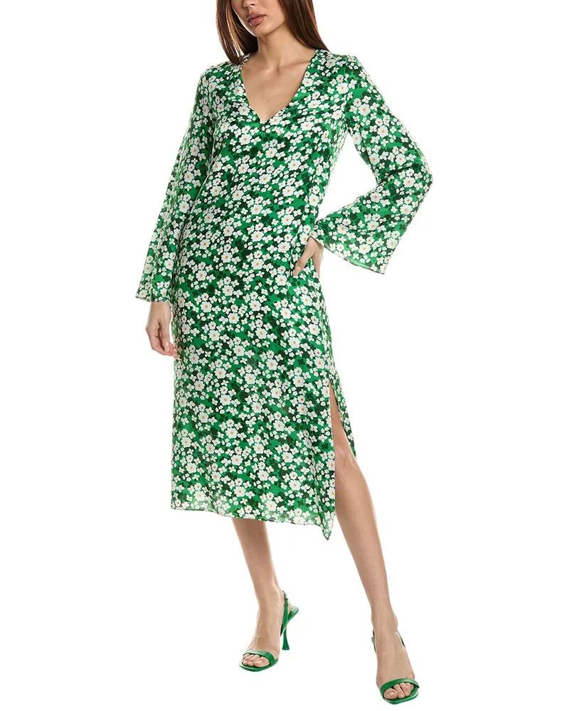 Borgo De Nor Phoenix Silk-Blend Midi Dress Green