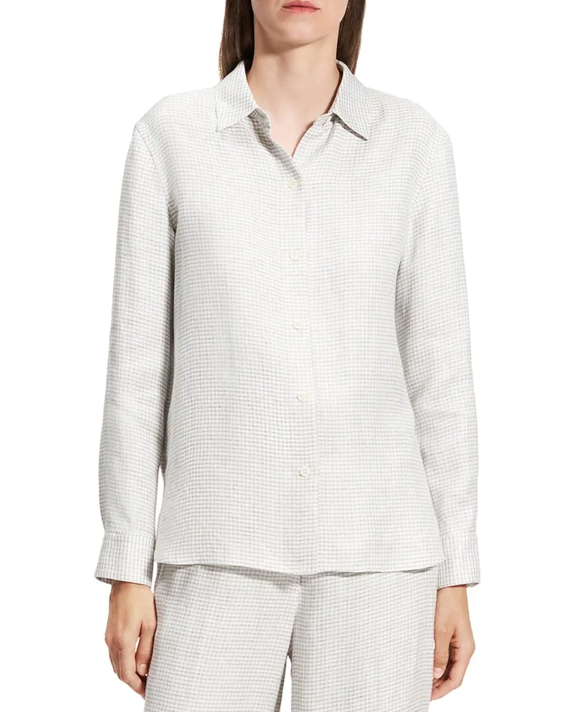 Theory Linen-Blend Straight Top Nocolor