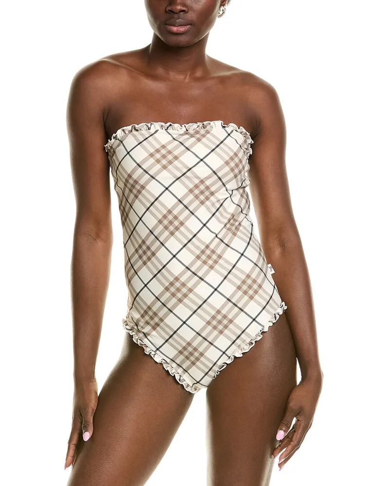 Burberry Check Swimsuit Tan