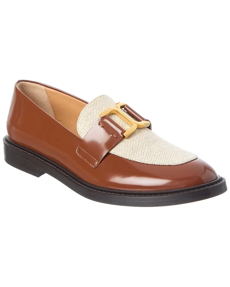Chloé Marcie Canvas & Leather Loafer Brown