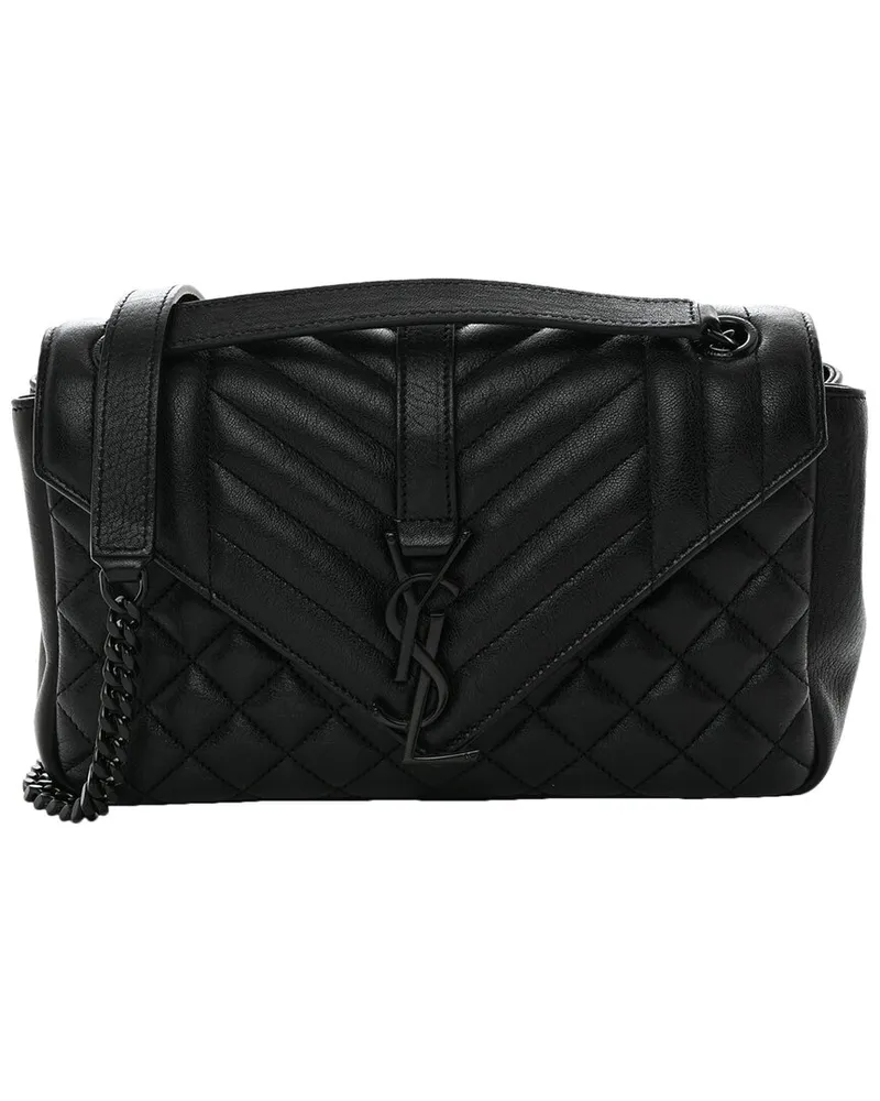 Saint Laurent Black Sheepskin Leather Tri-Quilt College Bag (Authentic Pre-  Loved Nocolor