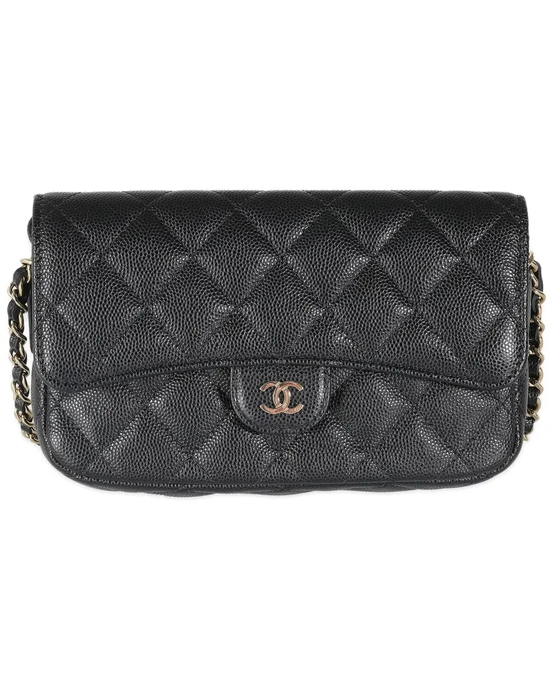 Chanel Black Quilted Caviar Flap Phone Handbag With Chain (Authentic Pre-  Loved Nocolor