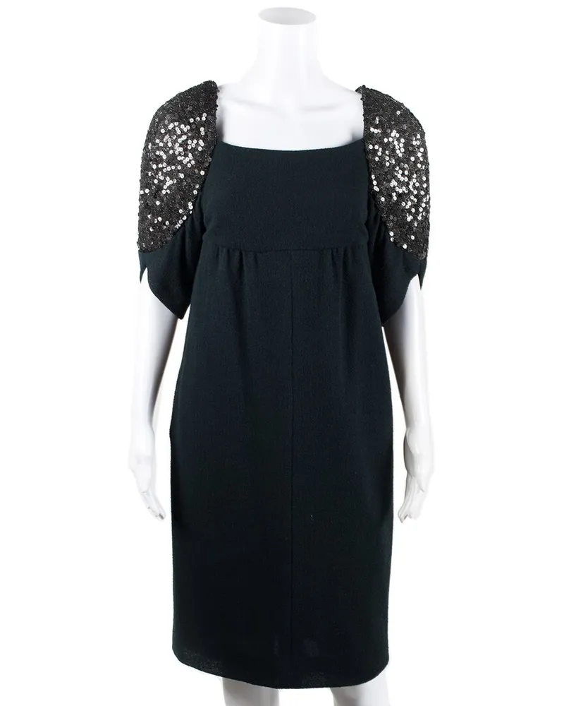 Chanel Sequined Silk-Lined Wool Dress, Size FR 40, NWT (Authentic Pre-Loved Nocolor