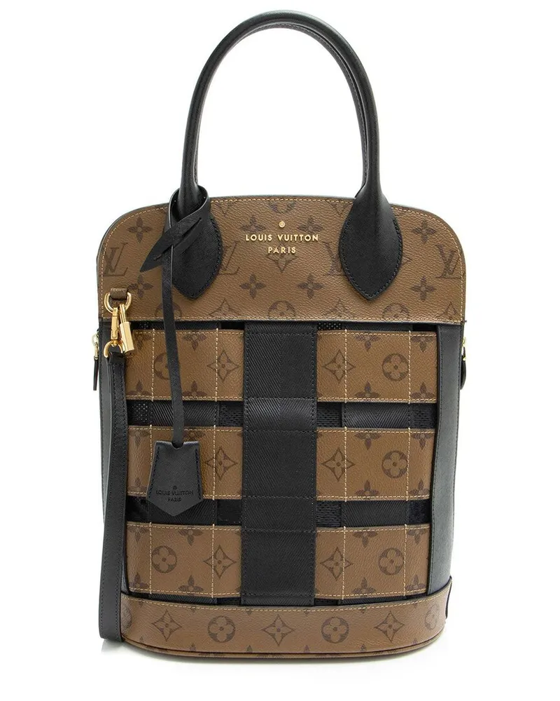 Louis Vuitton Black Reverse Monogram Tressage MM (Authentic Pre-Loved Nocolor
