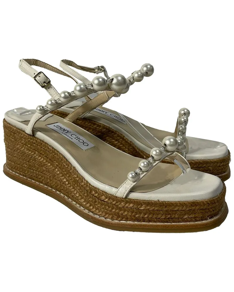 Jimmy Choo Women's Leather Latte Wedge Sandal (Authentic Pre-Loved Nocolor
