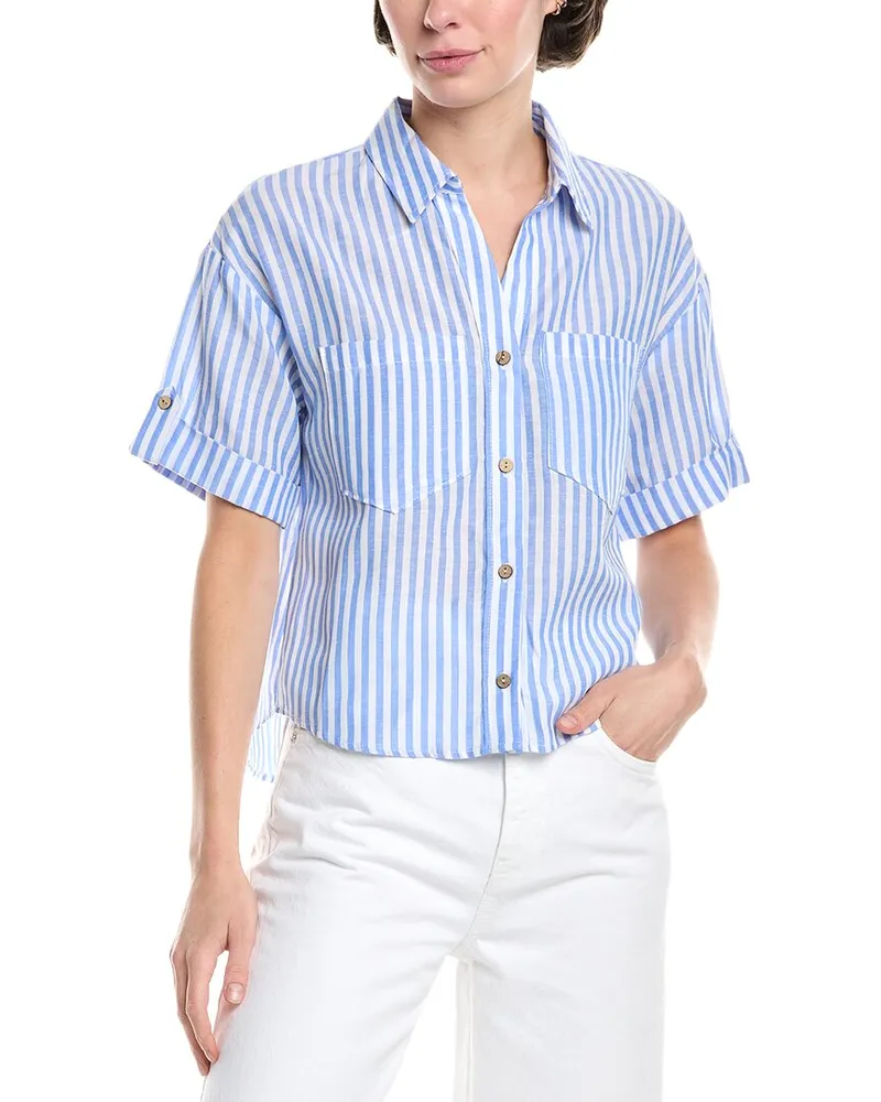 Jason Wu Linen-Blend Camp Shirt Blue