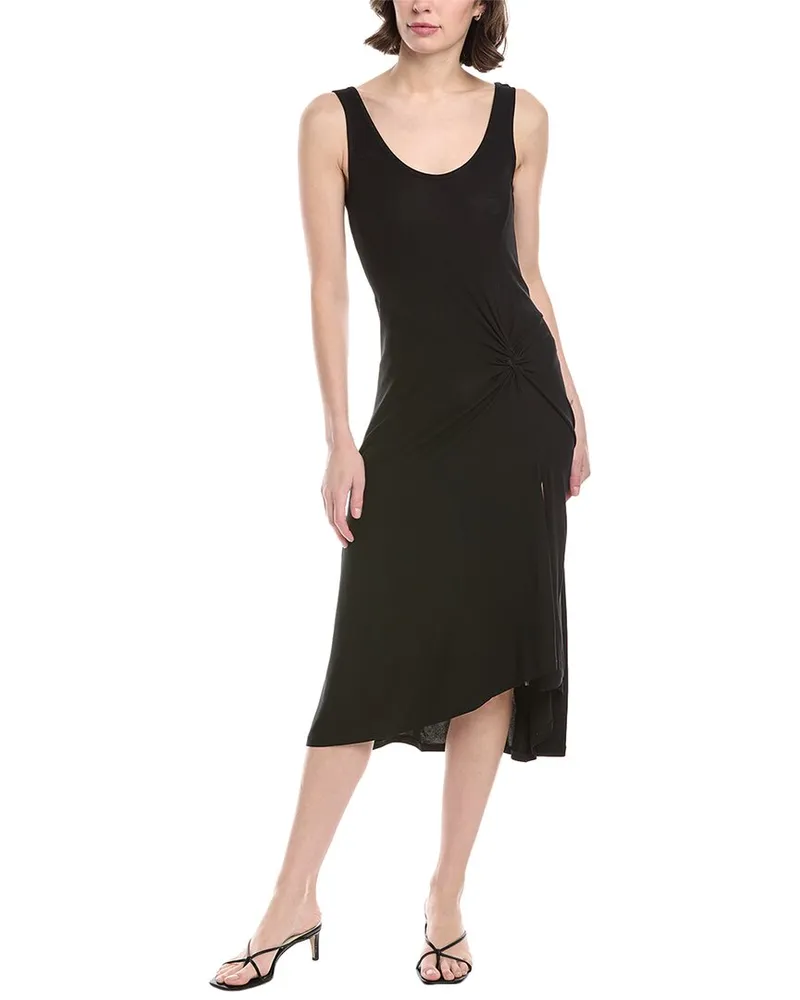 Enza Costa Matte Jersey Draped Knot Maxi Dress Black
