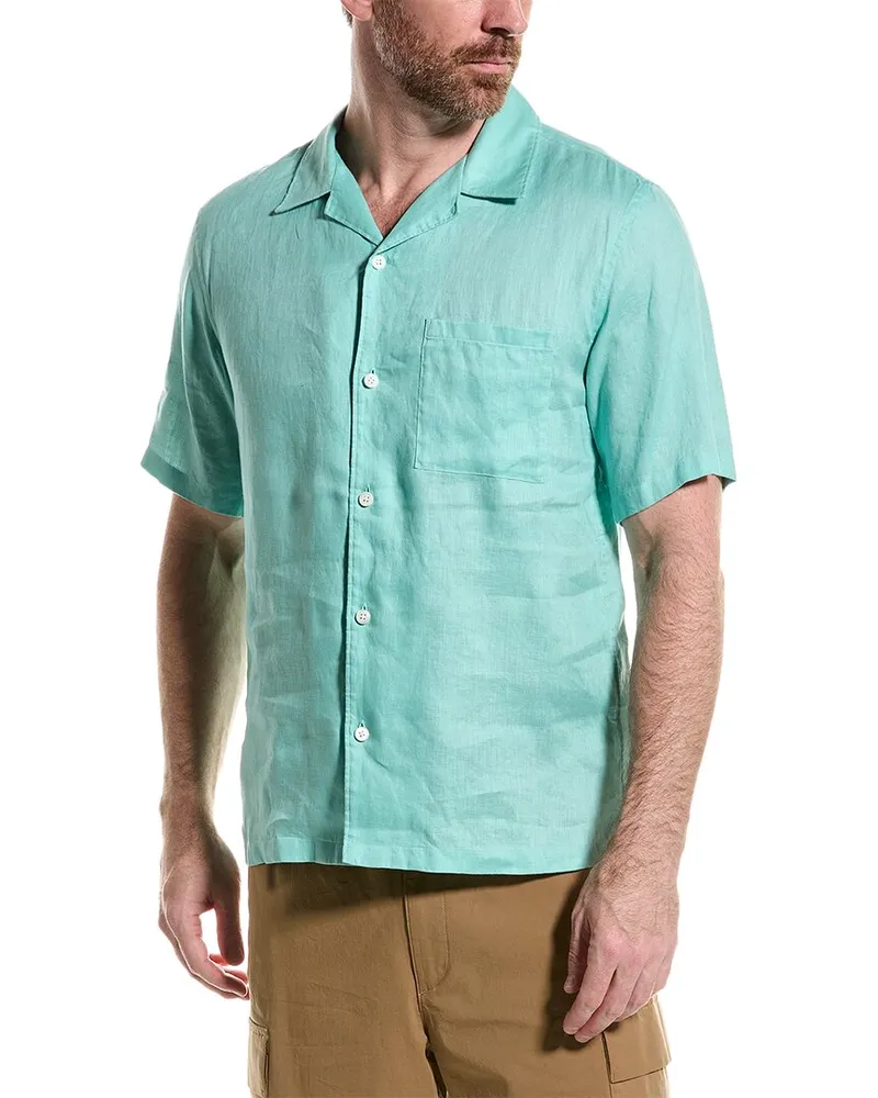 Theory Noll Linen Shirt Green