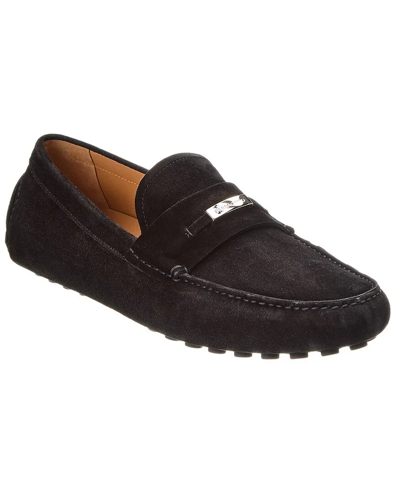 Ferragamo Grenoble Crosta America Suede Loafer Black