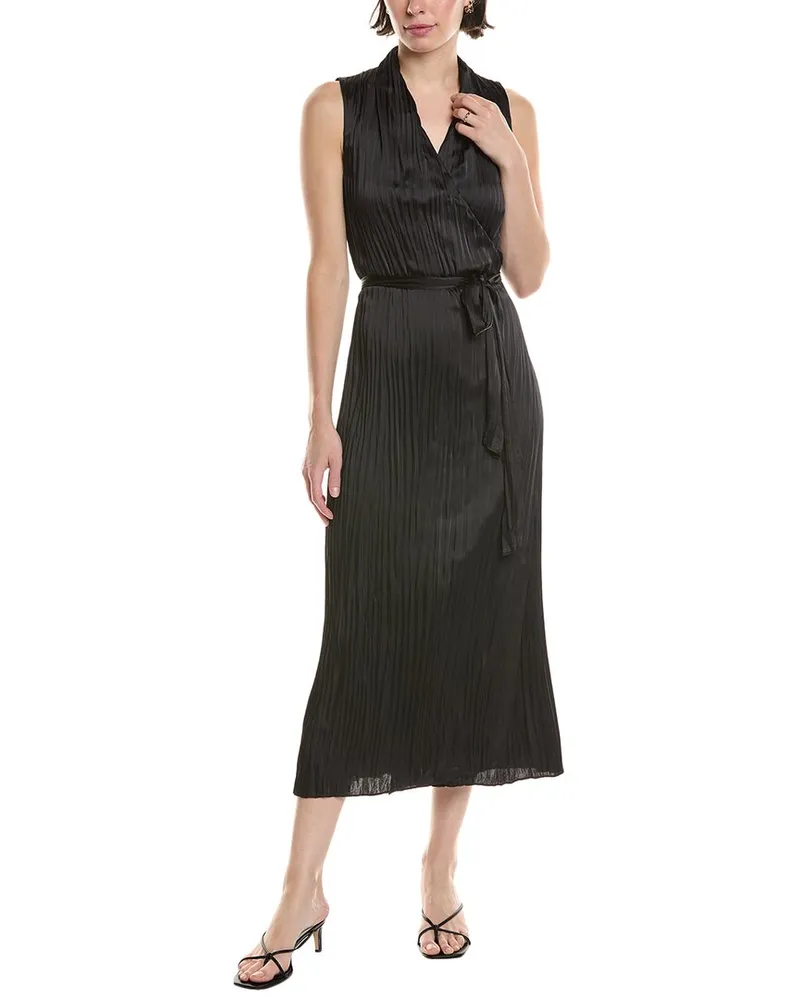 Vince Crushed Wrap Dress Black
