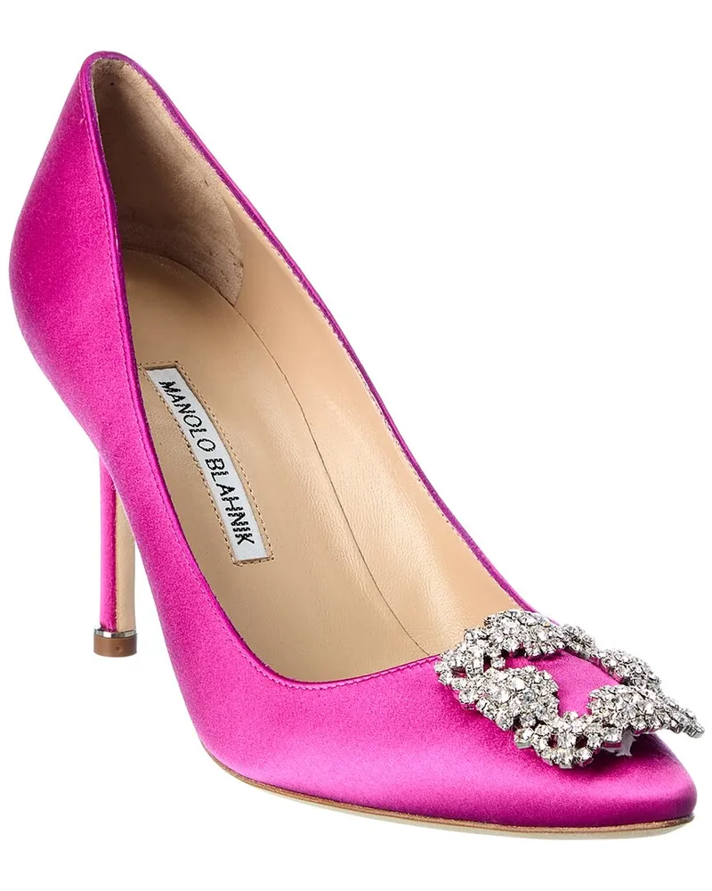 Manolo Blahnik Hangisi 90 Satin Pumps Pink
