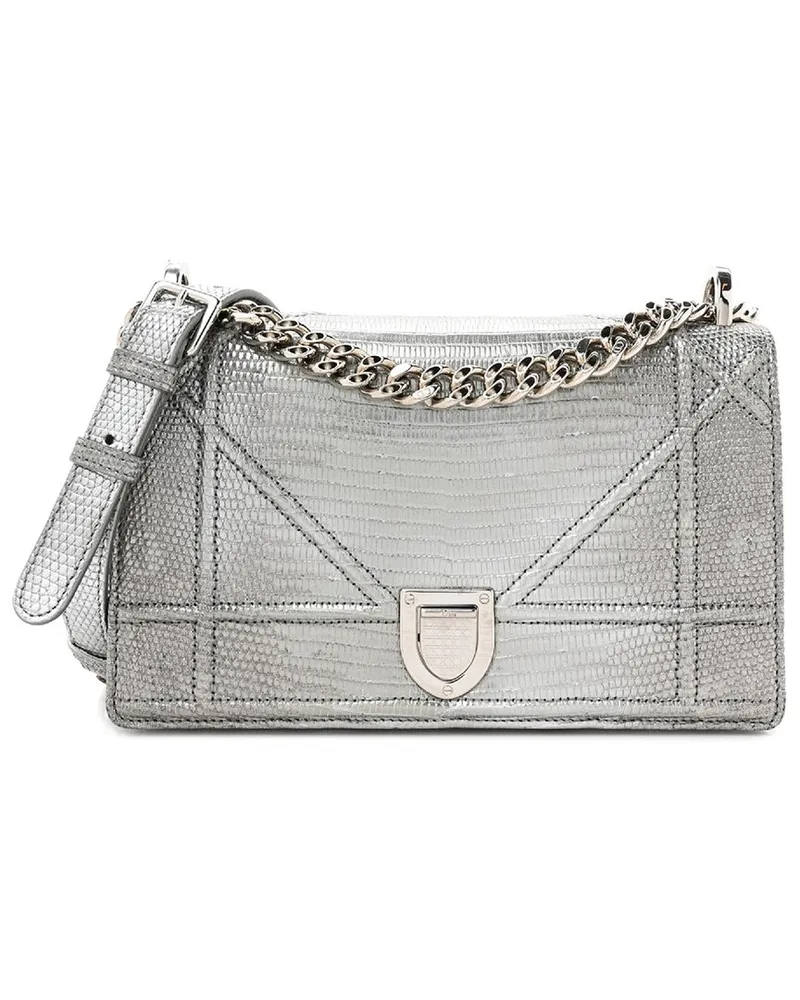 Dior Silver Calfskin Leather Small Diorama Flap Bag (Authentic Pre-Loved Nocolor