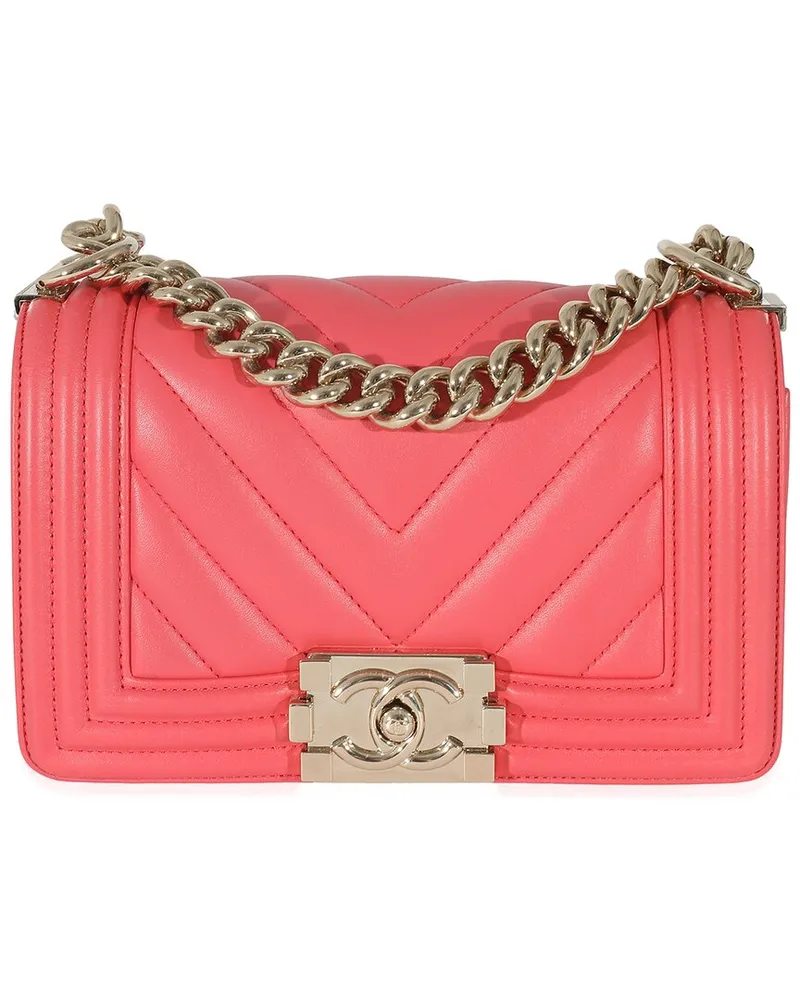 Chanel Pink Quilted Chevron Small Boy Bag (Authentic Pre-Loved Nocolor