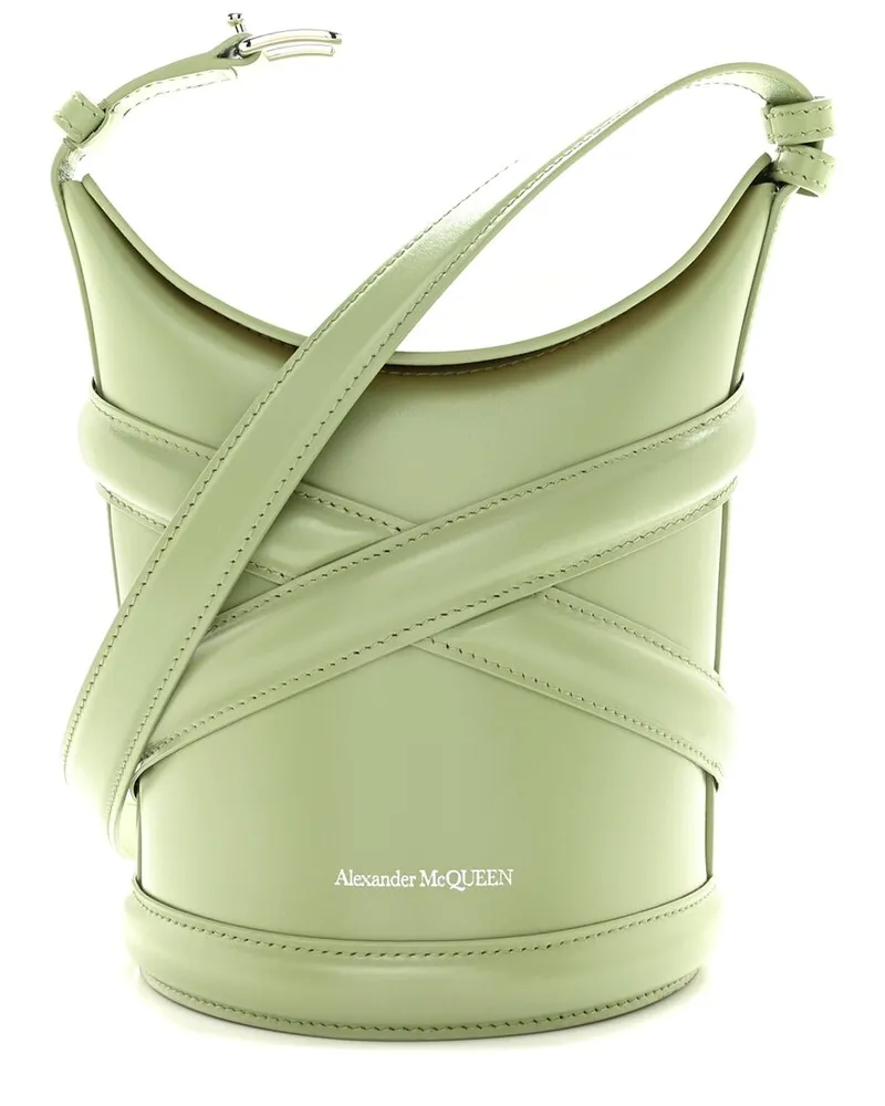Alexander McQueen Sage Calfskin Leather The Curve Small Shoulder Bag  (Authentic Pre-Loved Nocolor