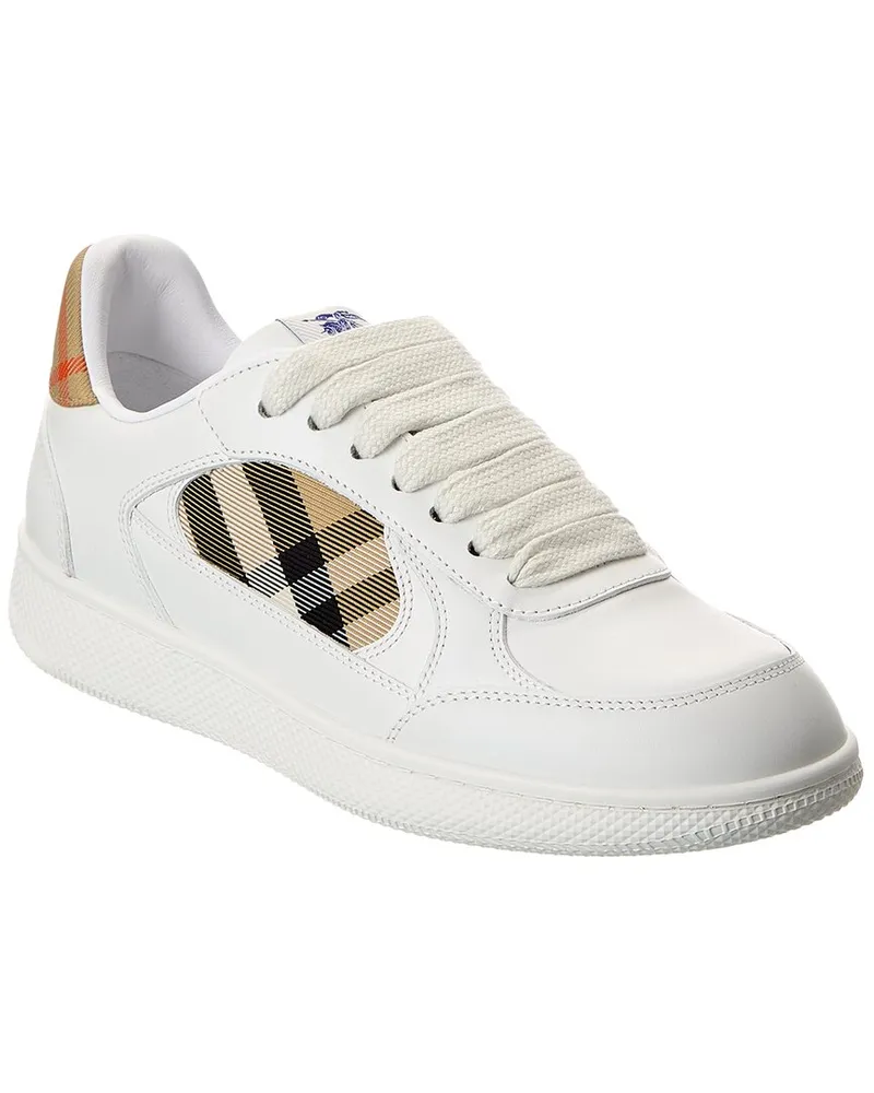 Burberry Terrace Check Canvas & Leather Sneaker White