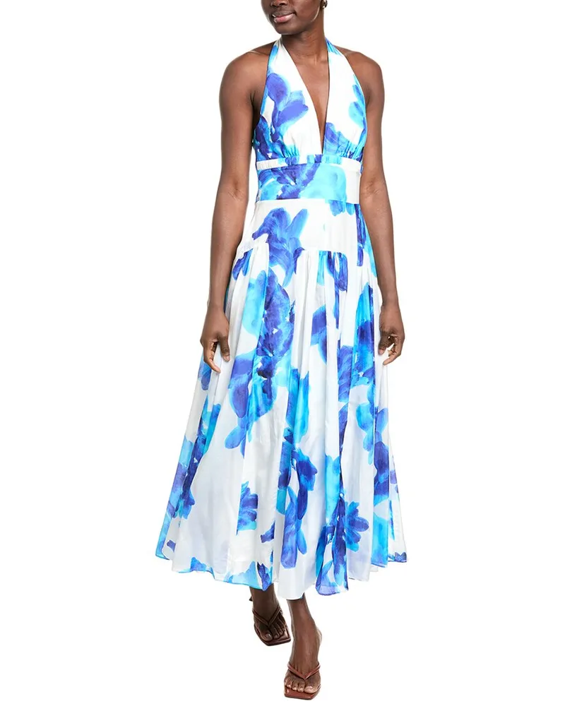 NICHOLAS Giulia Silk-Blend Midi Dress White
