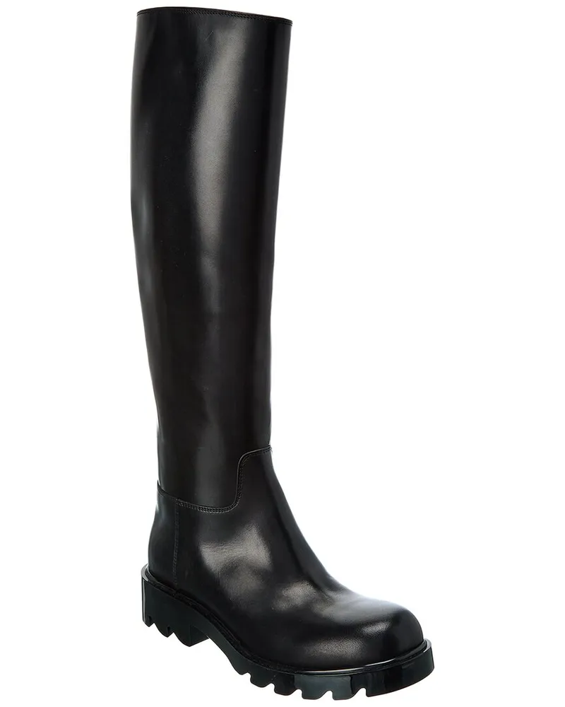 Bottega Veneta Strut Leather Knee-High Boot Black