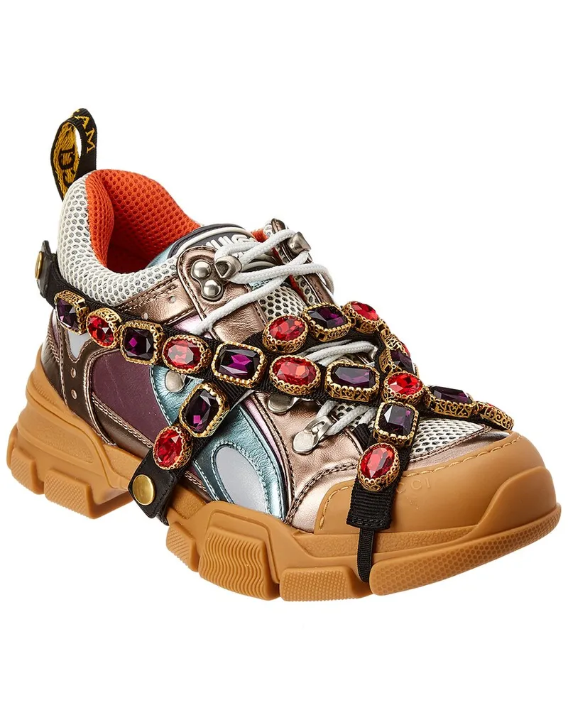 Gucci Flashtrek Leather & Mesh Sneaker Red