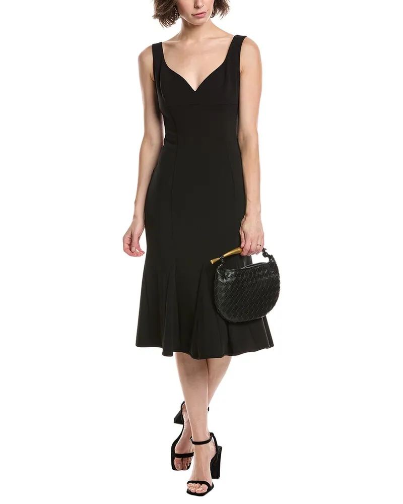 Black Halo Ashlyn Godet Midi Dress Black