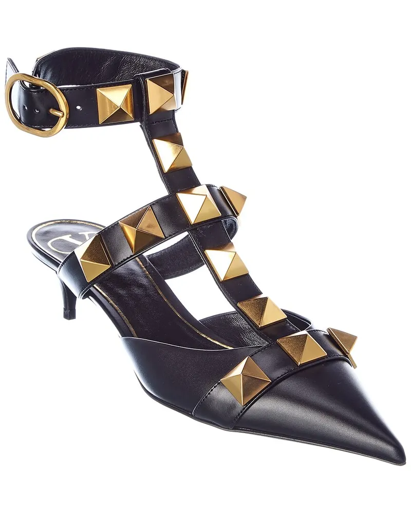 Valentino Garavani Roman Stud 40 Leather Ankle Strap Pump Nocolor