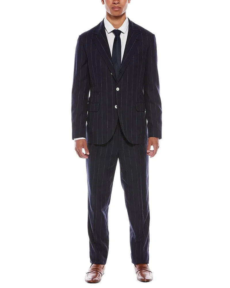 Brunello Cucinelli 2pc Wool-Blend Suit with Flat Front Pant Nocolor