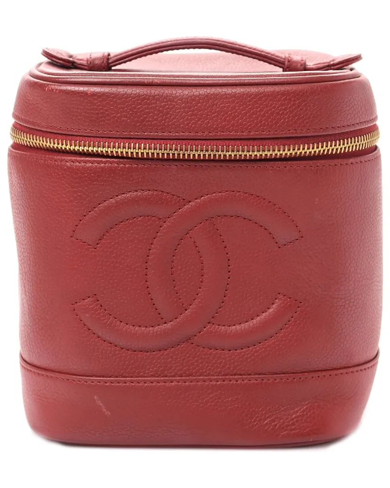 Chanel Red Caviar Leather Vanity Cosmetic Case (Authentic Pre-Loved Nocolor