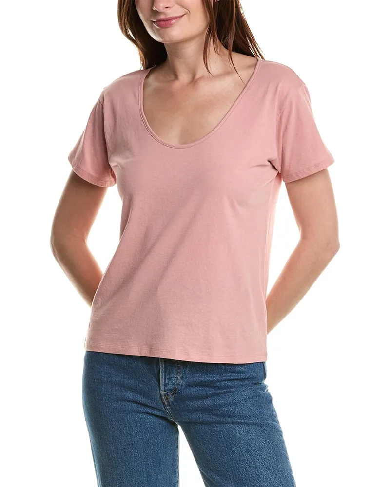 Vince Relaxed Scoop Neck T-Shirt Pink
