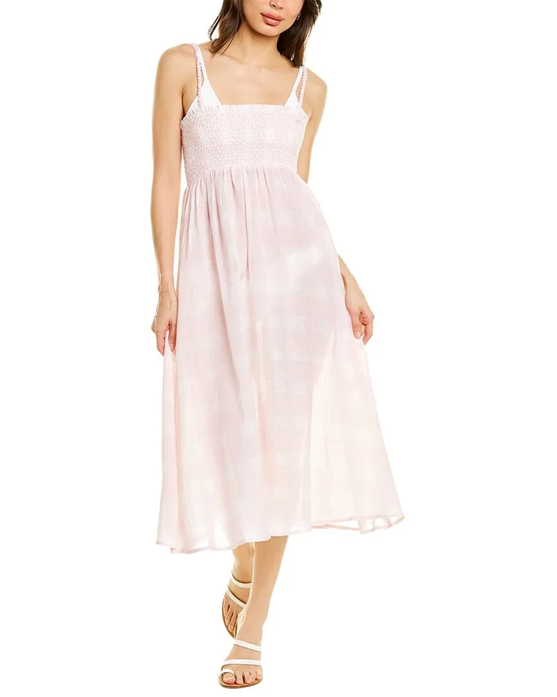 Solid and Striped The Willow Linen-Blend Midi Dress Pink