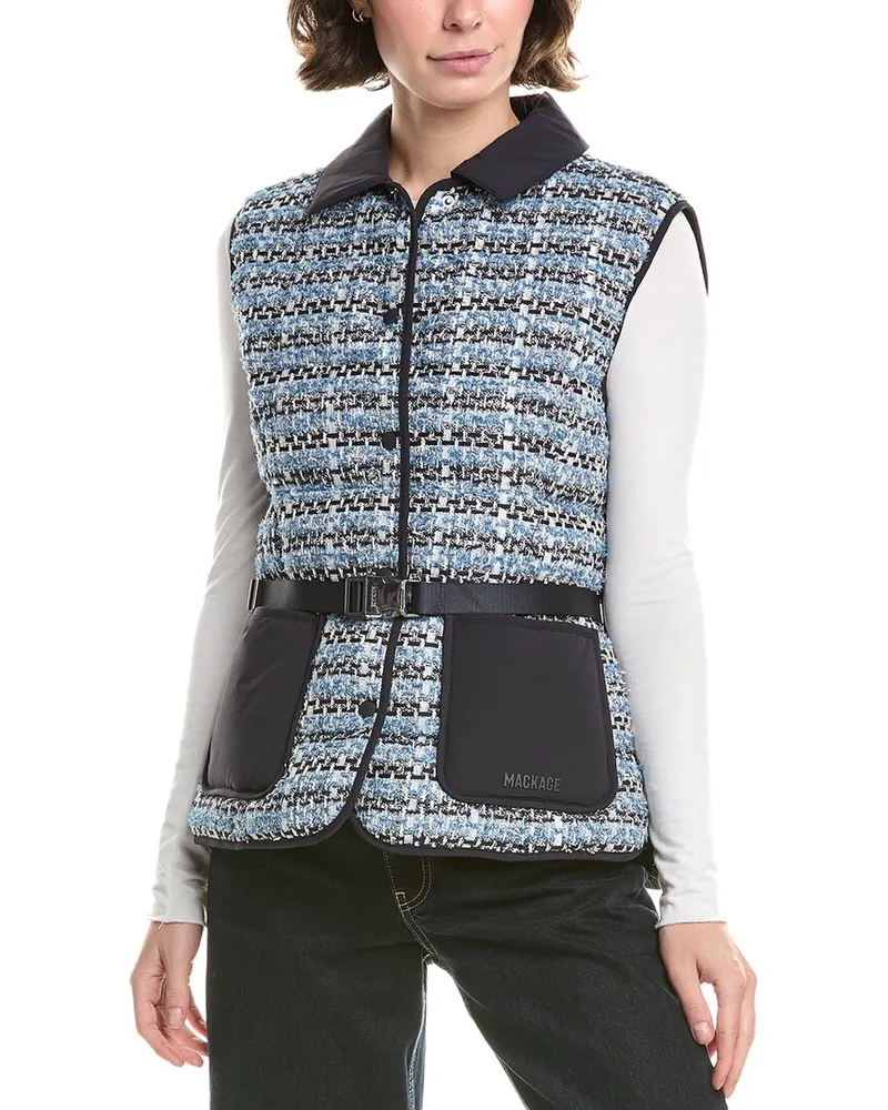 Mackage Francine Tweed Down Vest Blue
