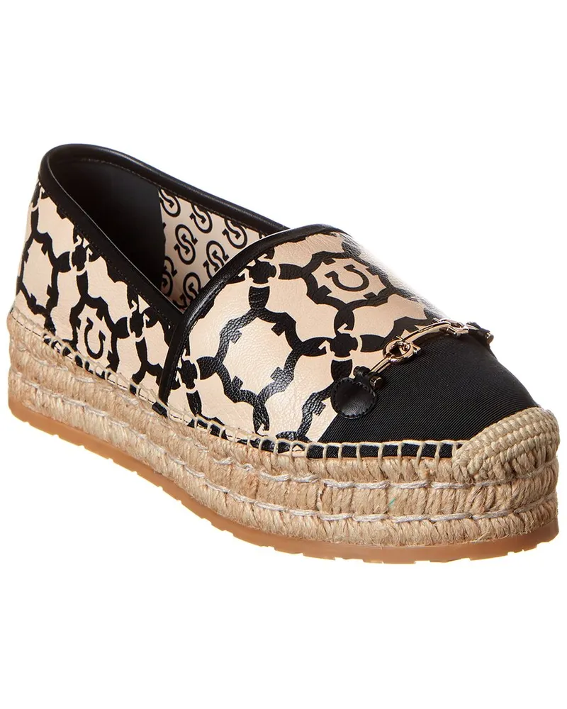 Ferragamo Gancini Galore Leather Platform Espadrille Beige