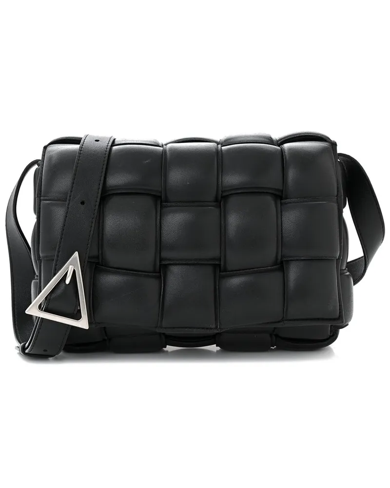 Bottega Veneta Black Intrecciato Leather Cassette Crossbody Bag Maxi  (Authentic Pre-Loved Nocolor