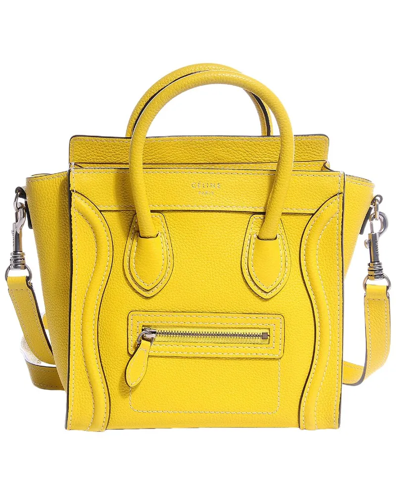 Celine Yellow Drummed Leather Nano Luggage (Authentic Pre-Loved Nocolor