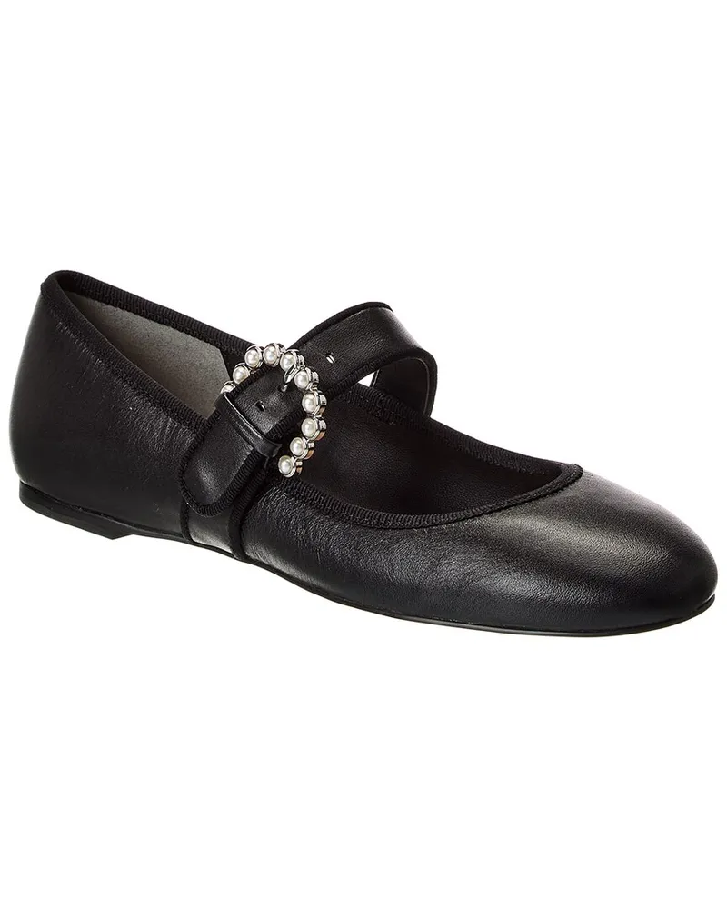 Stuart Weitzman Piper Leather Ballet Flat Black