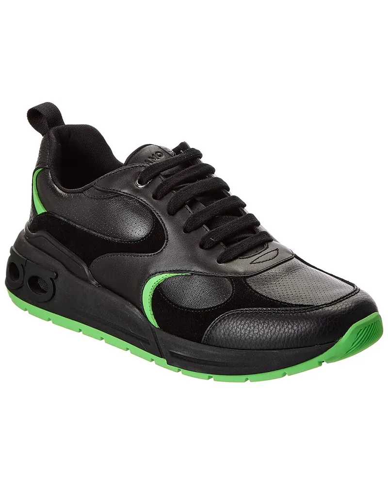 Ferragamo Leather & Suede Sneaker Black