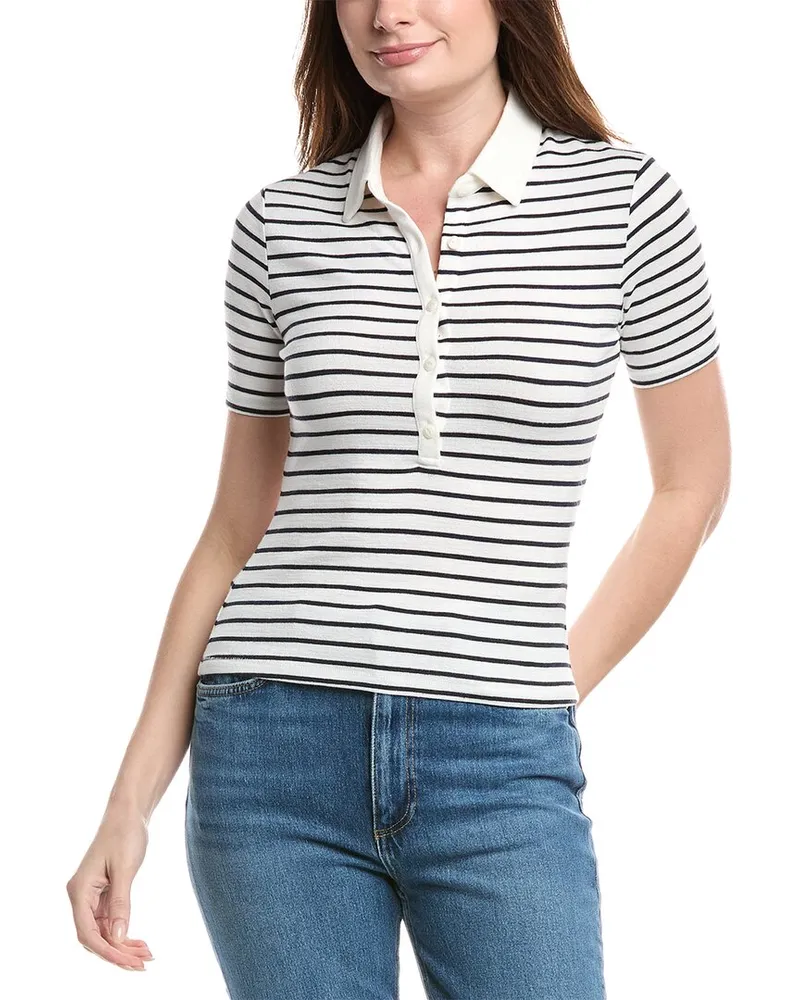 Rag & Bone The Knit Button Polo Shirt White