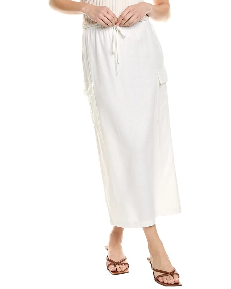 LnA Clothing Camille Linen-Blend Skirt White