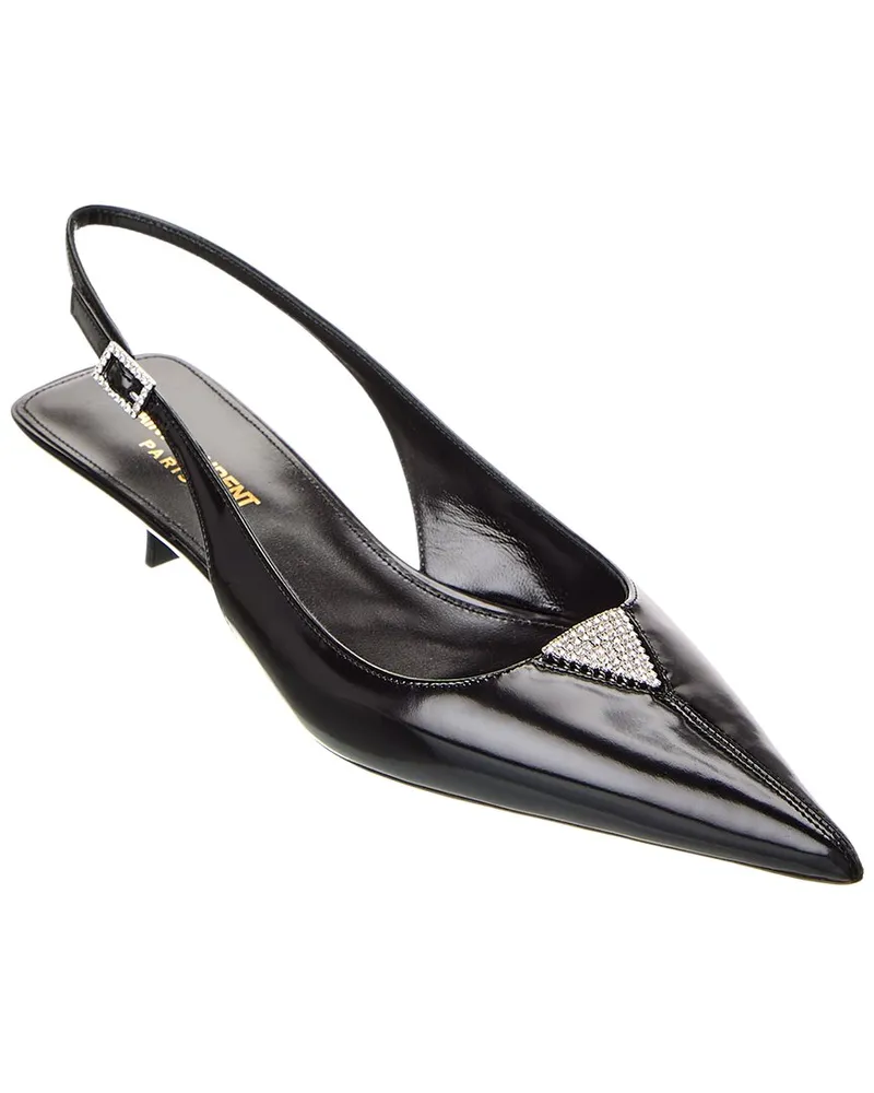 Saint Laurent Cherish 30 Leather Slingback Pump Black