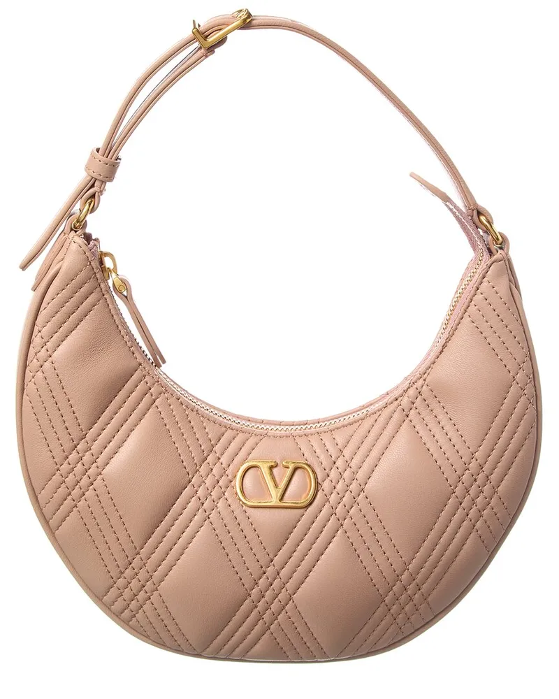 Valentino Garavani VLogo Signature Leather Hobo Bag Pink