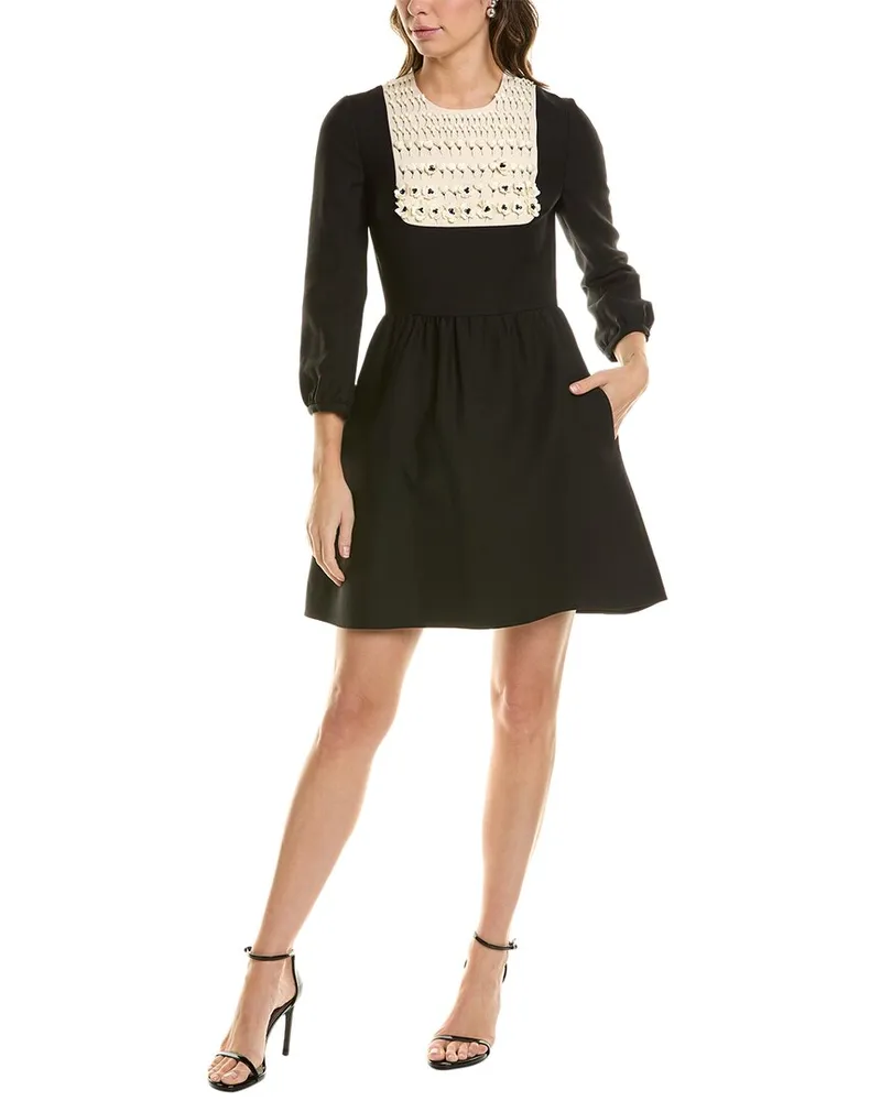 Valentino Garavani Wool & Silk-Blend A-Line Dress Black