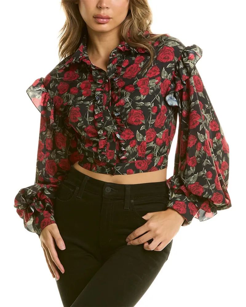Rokh Rose Print Blouse Red