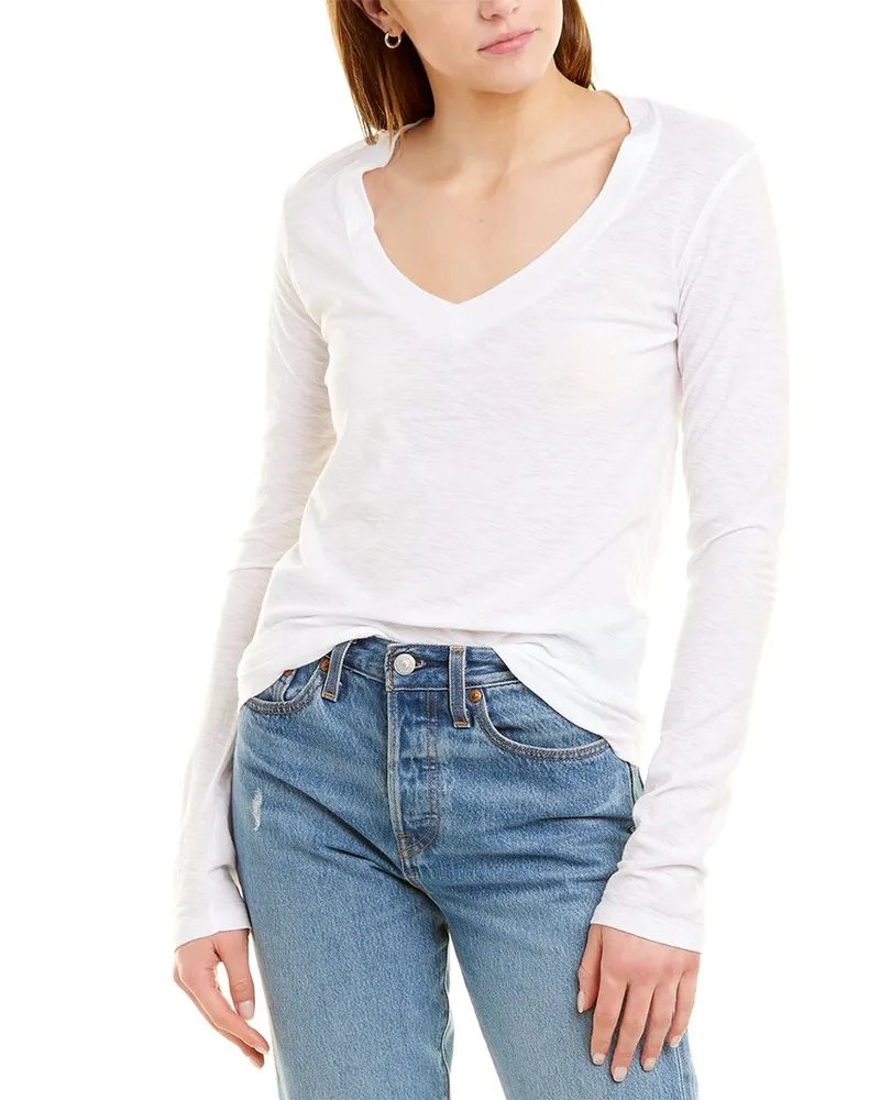 James Perse Deep V-Neck Top Nocolor