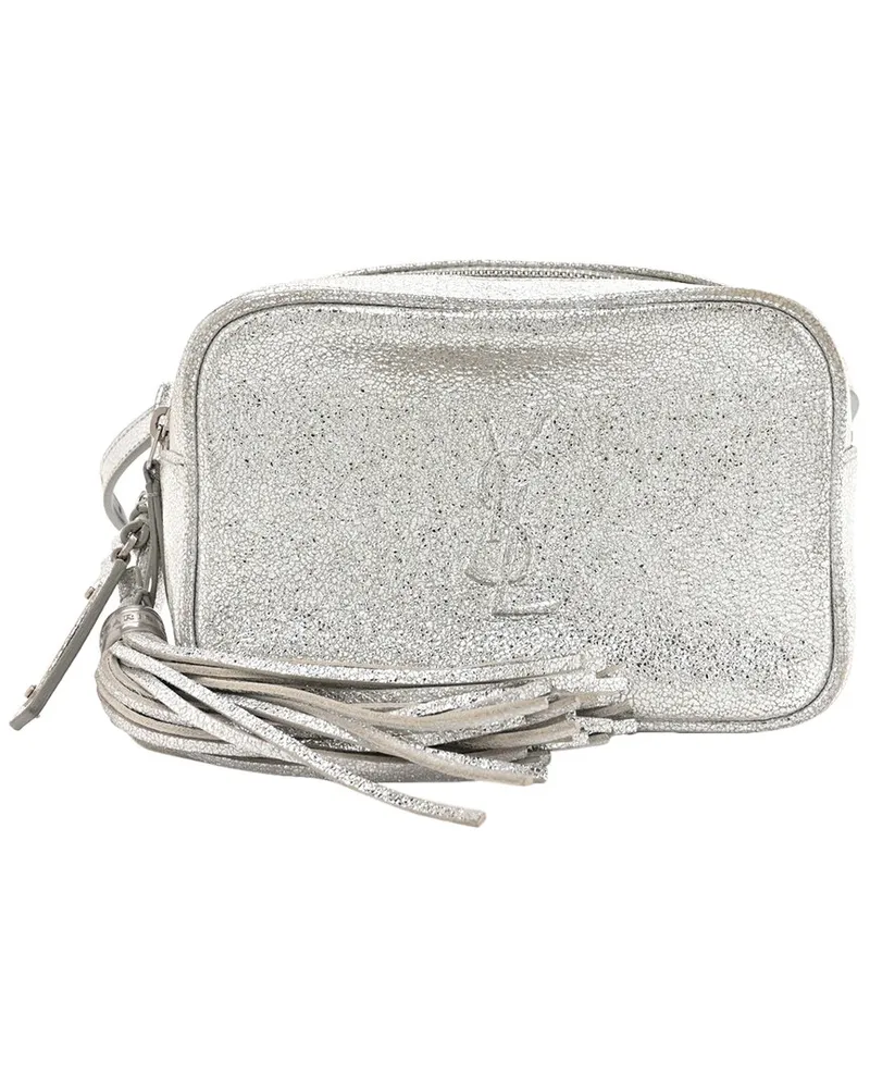 Saint Laurent Argento Metallic Lambskin Leather Monogram Lou Belt Bag  (Authentic Pre-Loved Nocolor
