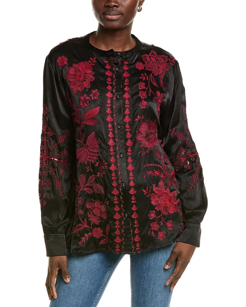 Johnny Was Mandarin Shirt Black