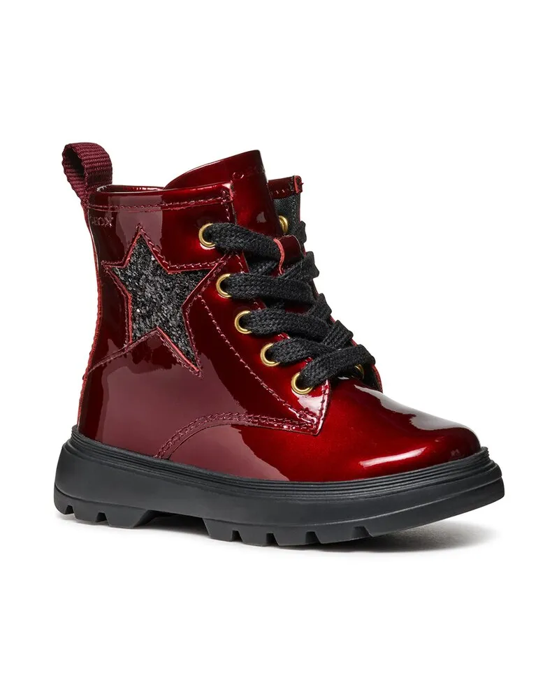 Geox Kiddartah Leather Bootie Red